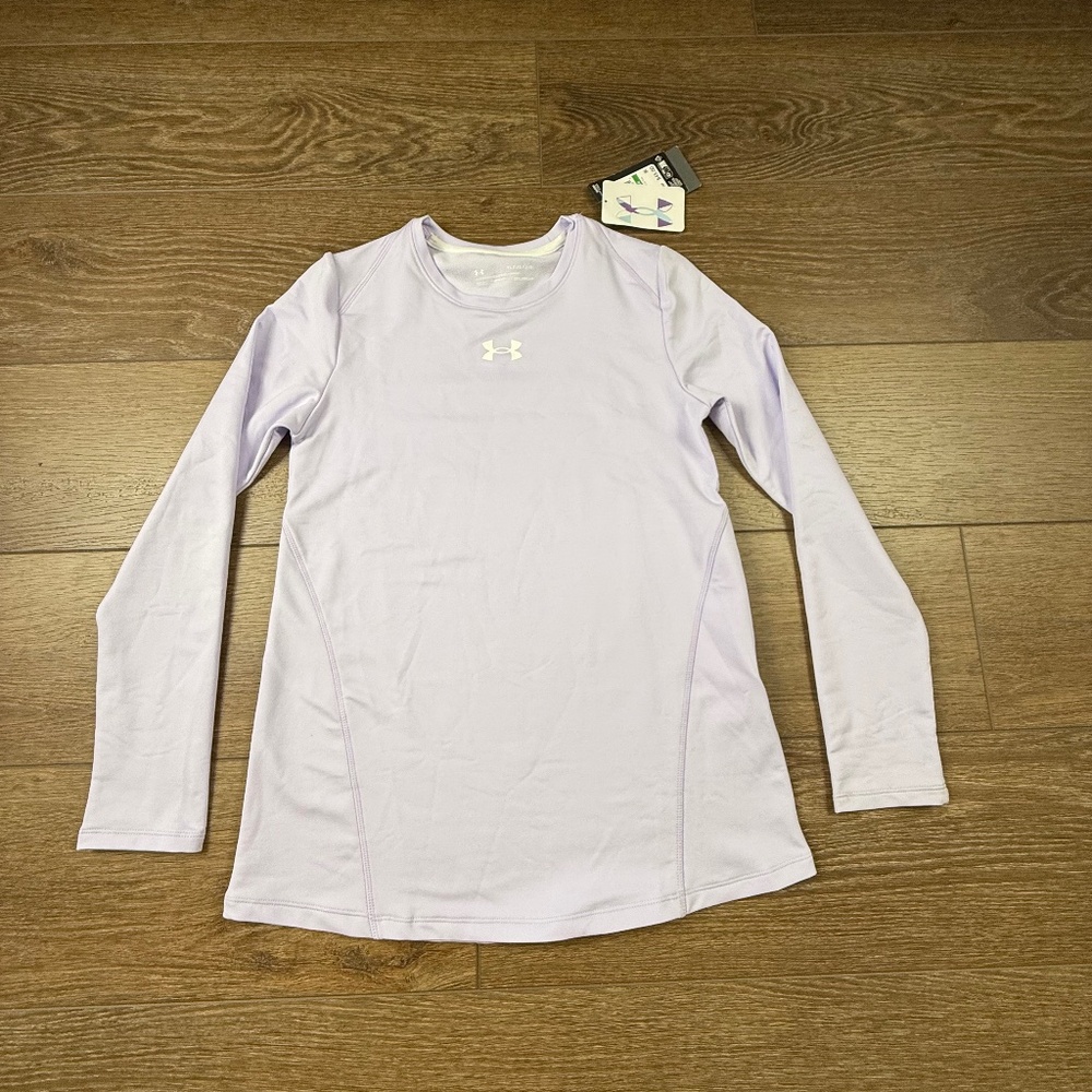 Under Armour Girls Cold Gear Longsleeve Crewneck Base Layer Lavender NWT Large